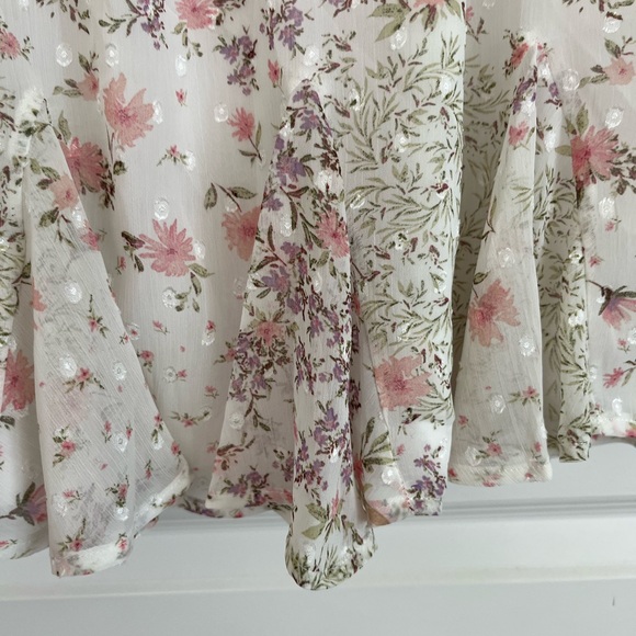 Mi Ami Ruffled Floral Skirt stretch Waste with Tie Front Size S - Picture 5 of 11